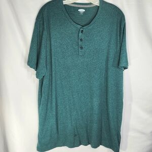 Old Navy Soft-Wash Green Short Sleeve 3 Button Neck Top Size XLarge